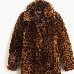J Crew Faux-fur Leopard Coat